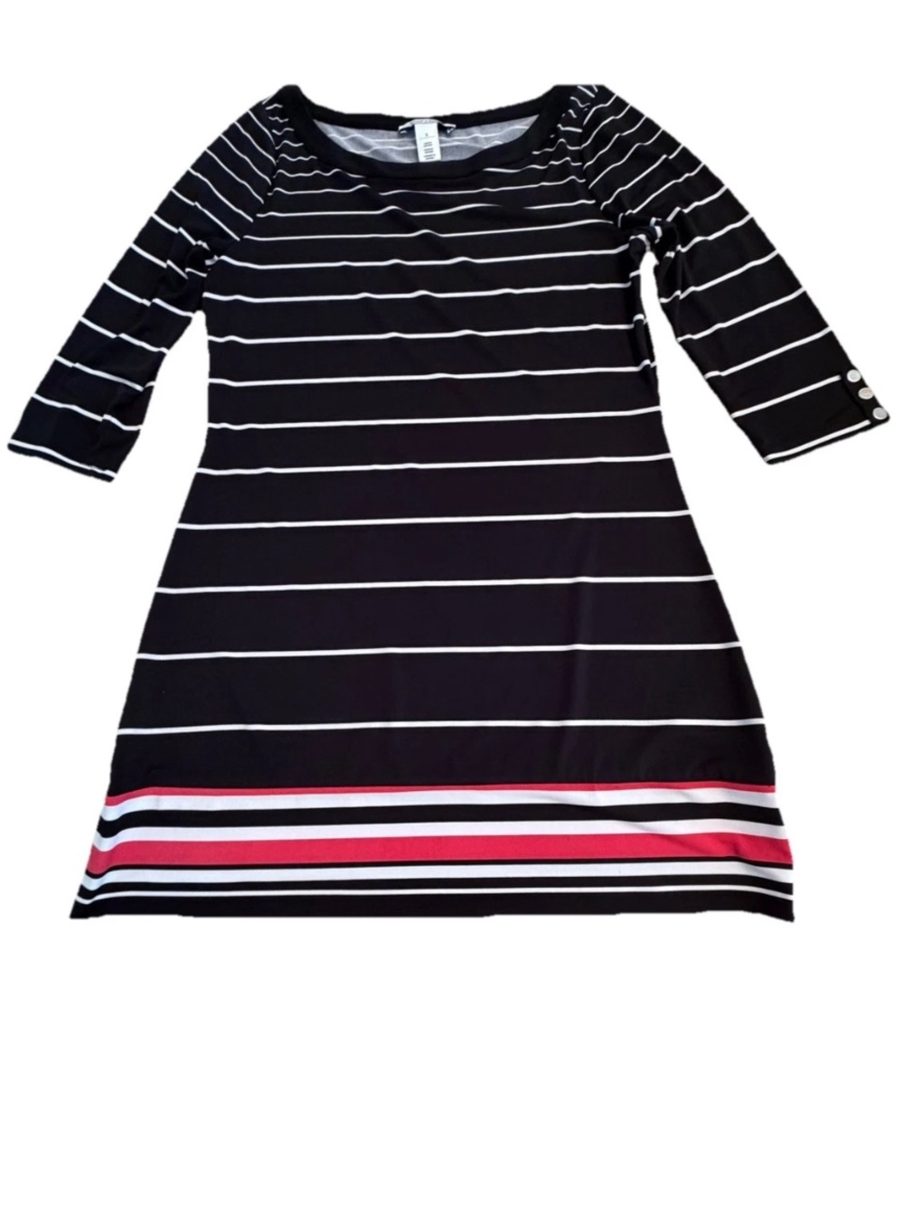 Corporatechic Frenchgirl WHBM Size S Striped Shift Tunic Boat Neck Mini Dress